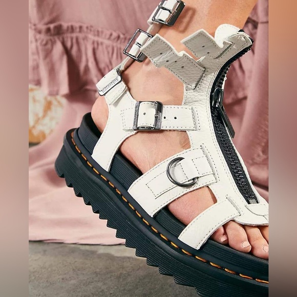 Dr.Martens Olson Zipped Leather White Sandals